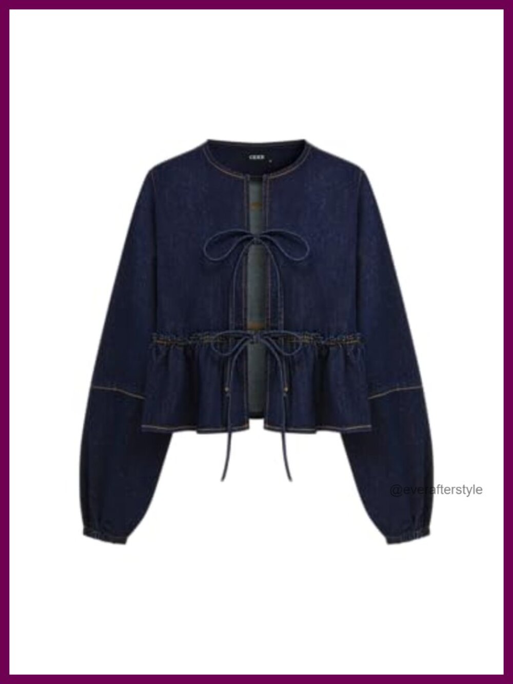 Cropped Denim Jacket Women Long Sleeve Peplum Y2K Tie Front